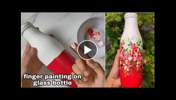 Beautiful red and white glass bottle painting idea. Easy glass bottle painting technique with fin...