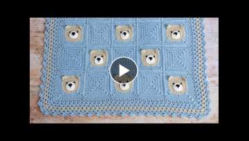 CUTE Bear Crochet Baby Blanket 