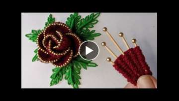 Super Easy Hand Embroidery flower design trick | Amazing 3d Hand Embroidery flower design idea