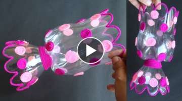 Plastic Bottle Flower Vase Craft - Home Decor Ideas 