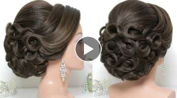 Bridal hairstyle for long hair tutorial. Updo for wedding