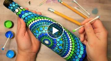 EASY Dot Mandala Bottle Painting Using ONLY Qtip Toothpick Pencil | How To Lydia May