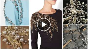 Top Fashion Embroidery Designs with beads/Pearl and Rhinestones/Trendy Embroidery Patterns