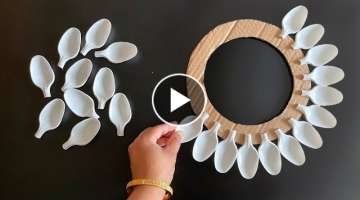 Beautiful Wall Hanging Craft Using Plastic Spoons / Paper Craft For Home Decoration / DIY Wall De...