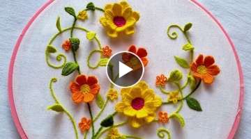 Tithonia Flowers Hand Embroidery Design 