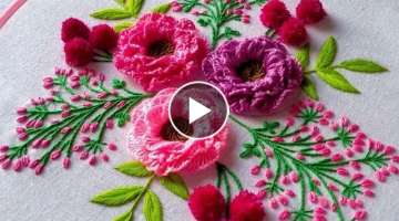 Beautiful 3D Roses Hand Embroidery Design | Easy Ways to Embroider 