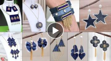 25 Old Jeans Jewelry Making at Home !!! Old Clothe Reuse Craft Ideas